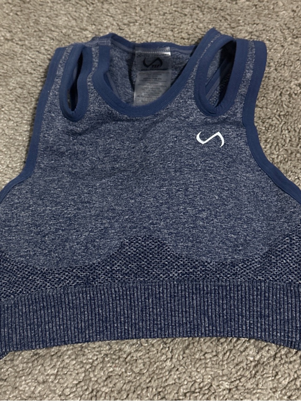 Seamless Navy Blue Workout Sports Bra